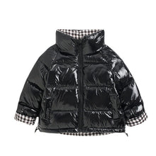 Load image into Gallery viewer, Black Plaid Puffer Coat-Modern Baby Las Vegas