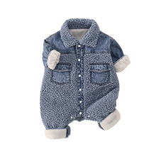 Load image into Gallery viewer, Patch Teddy Denim Romper-Modern Baby Las Vegas