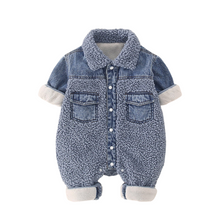 Load image into Gallery viewer, Patch Teddy Denim Romper-Modern Baby Las Vegas