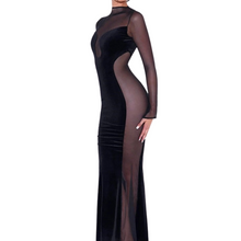 Load image into Gallery viewer, Velvet Mesh Patch Dress-Modern Baby Las Vegas