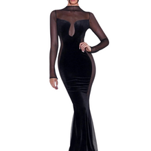 Load image into Gallery viewer, Velvet Mesh Patch Dress-Modern Baby Las Vegas