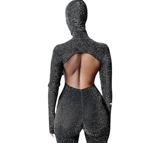 Black Backless Shimmer Jumpsuit-Modern Baby Las Vegas