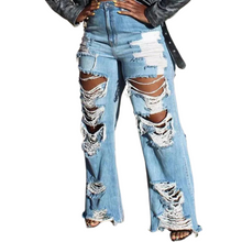 Load image into Gallery viewer, Ripped Wide-Leg Jeans
