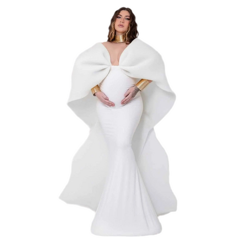 Caped Shoulder Mermaid Maternity Dress-Modern Baby Las Vegas