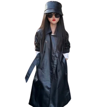 Load image into Gallery viewer, Leather Button Trench Coat
