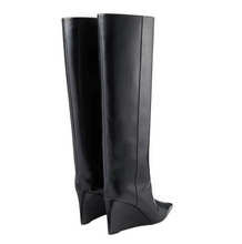 Load image into Gallery viewer, Leather Wedge Knee Boots
