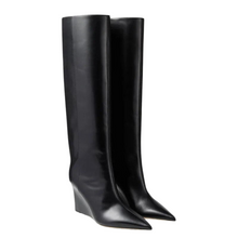 Load image into Gallery viewer, Leather Wedge Knee Boots
