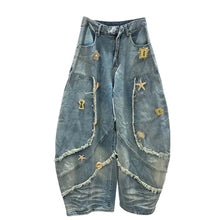 Load image into Gallery viewer, Rough Edge Gold Metal Denim Jeans
