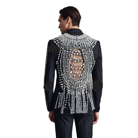 Luxury Crystal Hollow Back Tuxedo
