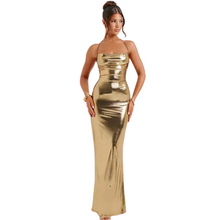 Load image into Gallery viewer, Metallic Backless Dress
