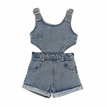 Load image into Gallery viewer, Denim Hollow Out Jumpsuit
