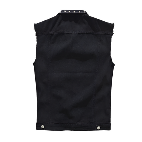 Black Rivet Denim Vest-Modern Baby Las Vegas