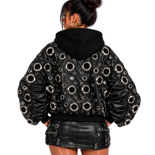 Load image into Gallery viewer, Hollow Out Metal Hole Leather Jacket
