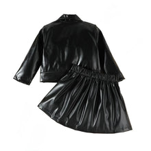 Load image into Gallery viewer, Leather Jacket Pleated Skirt Set
