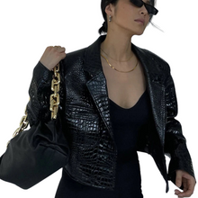 Load image into Gallery viewer, Croc Print Leather Jacket
