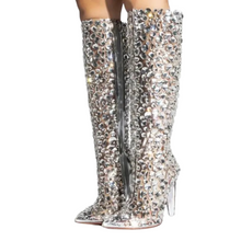 Load image into Gallery viewer, Clear Crystal Heel Boots
