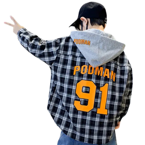 Patch Plaid Orange Number Top-Modern Baby Las Vegas