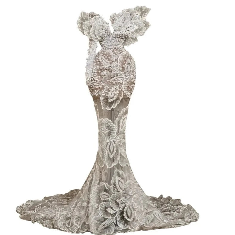 3D Floral Pearl Applique Dress  | Modern Baby Las Vegas