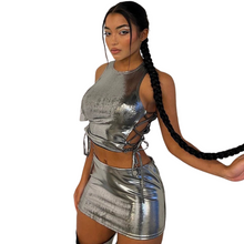 Load image into Gallery viewer, Metallic Tank Top Skirt Set

