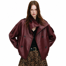 Load image into Gallery viewer, Oversized Black Leather Jacket

