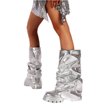 Load image into Gallery viewer, Baggy Metallic Platform Layered Boots
