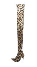 Load image into Gallery viewer, Over-The-Knee Snakeskin Leopard  Sock Boots
