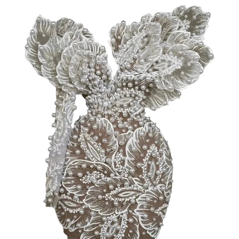 3D Floral Pearl Applique Dress