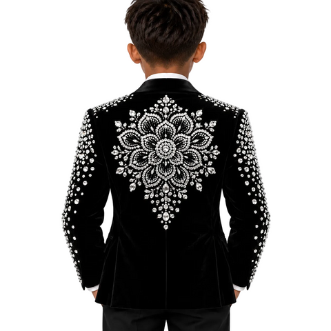 Luxury Floral Back Crystal Suit