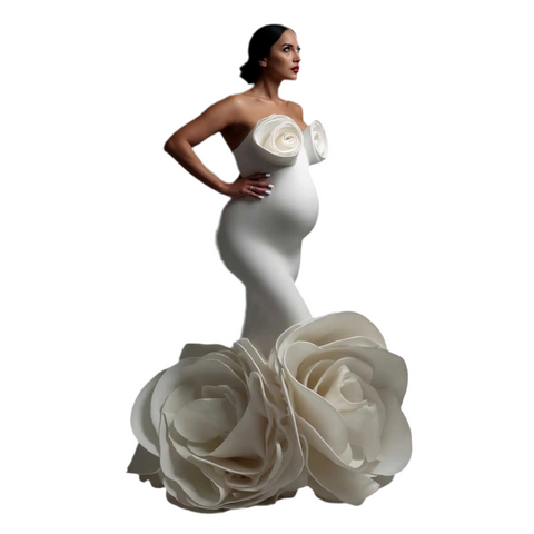 Large 3D Floral Mermaid Maternity Gown-Modern Baby Las Vegas