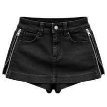 Load image into Gallery viewer, Black Side Zipper Denim Skirt
