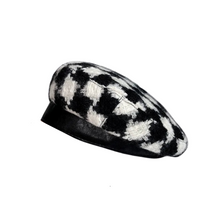 Load image into Gallery viewer, Knitted Checker Beret Hat
