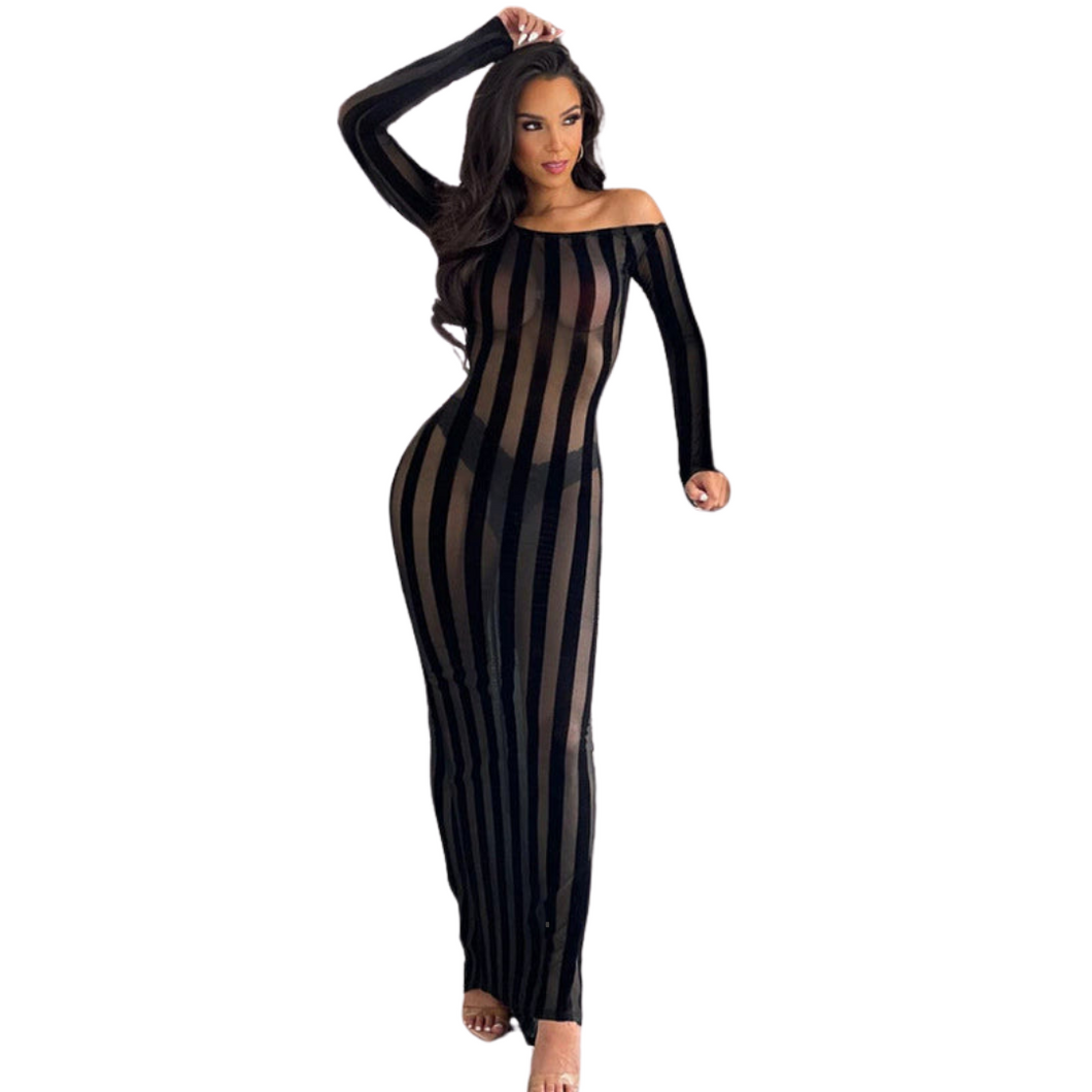 Backless Striped Mesh Dress | Modern Baby Las Vegas
