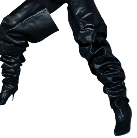 High Scrunch Leather Boots-Modern Baby Las Vegas