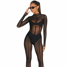 Load image into Gallery viewer, Striped Mesh Jumpsuit
