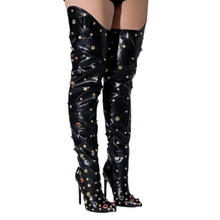 Load image into Gallery viewer, Colorful Rhinestone Thigh High Boots
