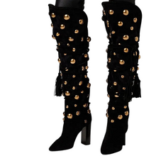 Load image into Gallery viewer, Gold Studded Knee Boots
