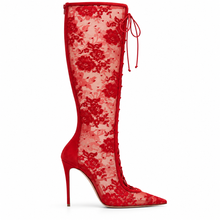 Load image into Gallery viewer, Pointed Toe Lace Mesh Boots
