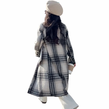 Load image into Gallery viewer, Long Plaid Wool Coat
