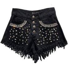 Load image into Gallery viewer, Rhinestone Fringe Denim Shorts
