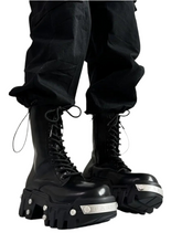 Load image into Gallery viewer, Lace-Up Punk Metal Boots-Modern Baby Las Vegas

