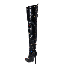 Load image into Gallery viewer, Colorful Rhinestone Thigh High Boots

