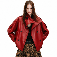 Load image into Gallery viewer, Oversized Black Leather Jacket
