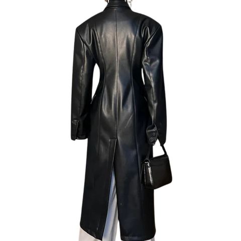 Fitted Leather Trench Coat-Modern Baby Las Vegas