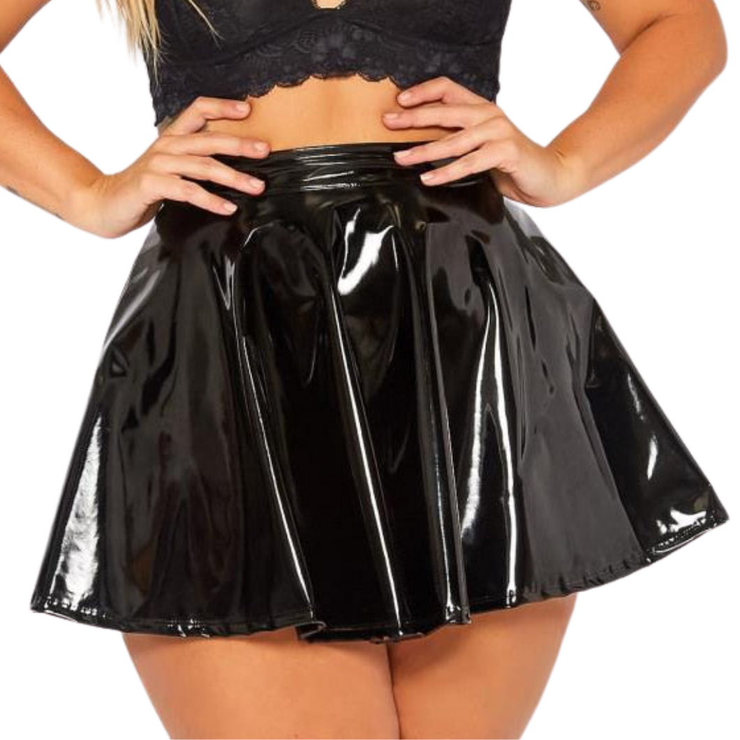 Patent Leather Flare Skirt