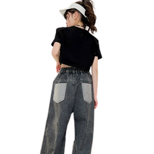 Load image into Gallery viewer, Patch Letter Pocket Ripped Jeans
