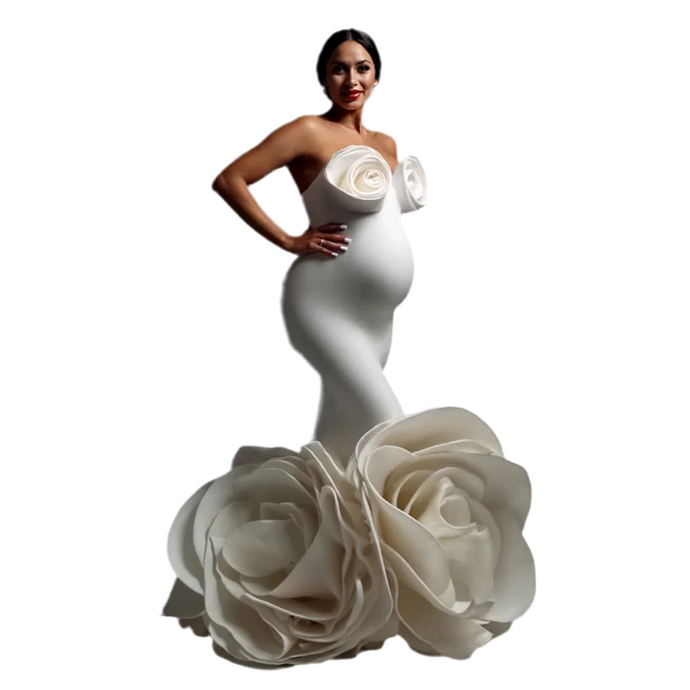 Large 3D Floral Mermaid Maternity Gown-Modern Baby Las Vegas