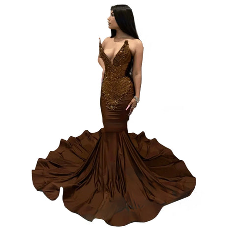 Deep V Beaded Dress