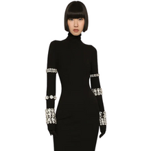 Load image into Gallery viewer, Crystal Black Midi Party Dress- Modern Baby Las Vegas
