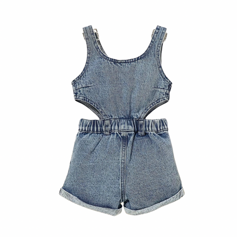 Denim Hollow Out Jumpsuit-Modern Baby Las Vegas