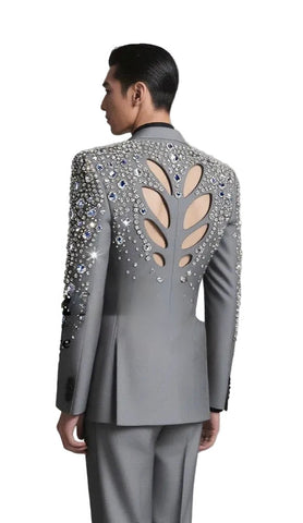 Hollow Out Back Crystal Suit
